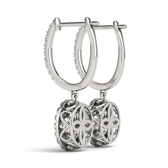925 Silver Round Plated CZ Drop Earrings for Women, FB16FA1121 - Picture 1 of 5